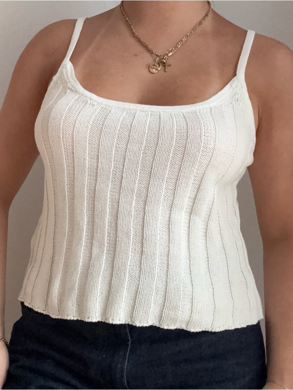 American Eagle Outfitters White Ribbed Knit Cami